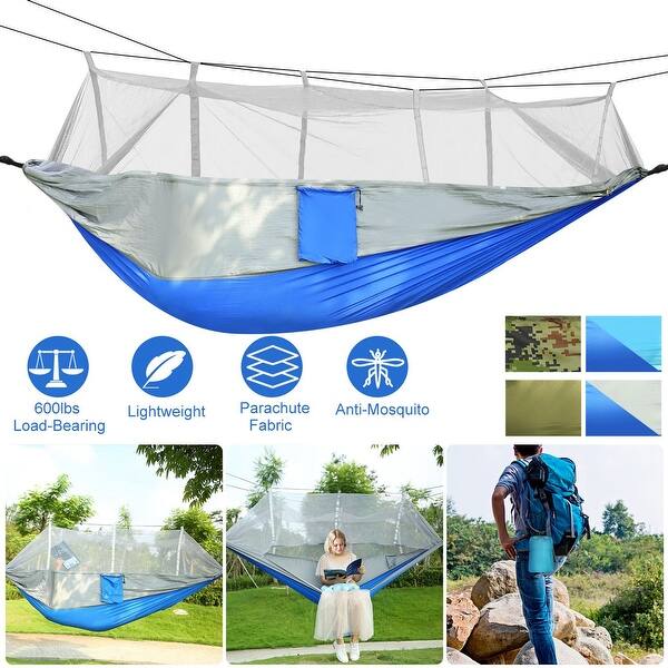 Hammocks 2 Person Portable Outdoor Camping Hammock With Mosquito Net High Strength Parachute