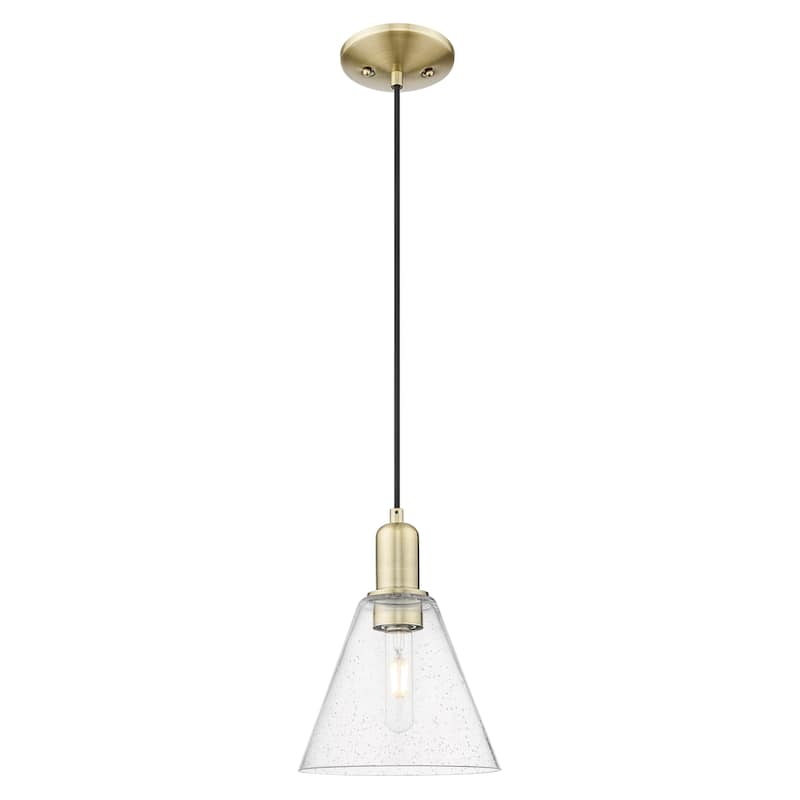 Innovations Lighting Endless Possibilities Arcadia - Berkshire Glass - 1 Light 8" Cord Hung Mini Pendant - Antique Brass/Seedy