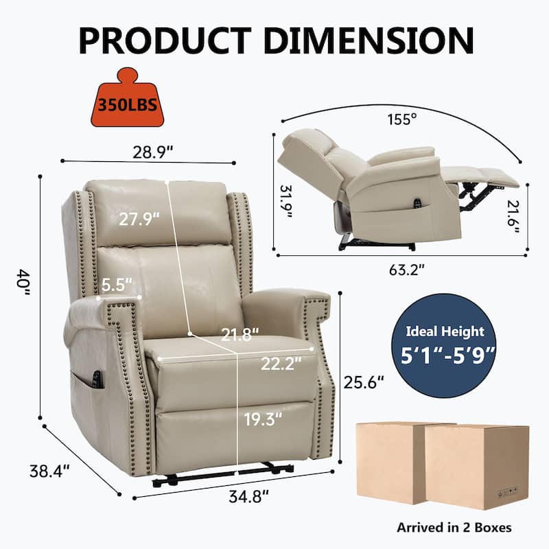 Manual Recliner Chair in Faux Leather for Living Room with Heavy Duty Motion Mechanism, 8 vibrating nodes