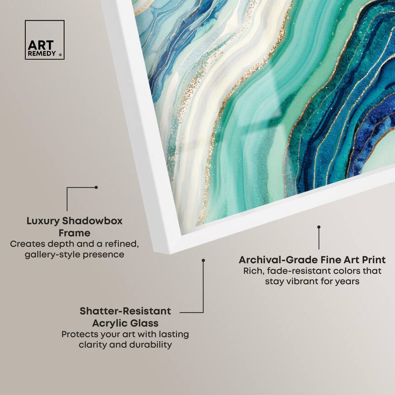 Blue Green Abstract Agate I Shadowbox by Art Remedy