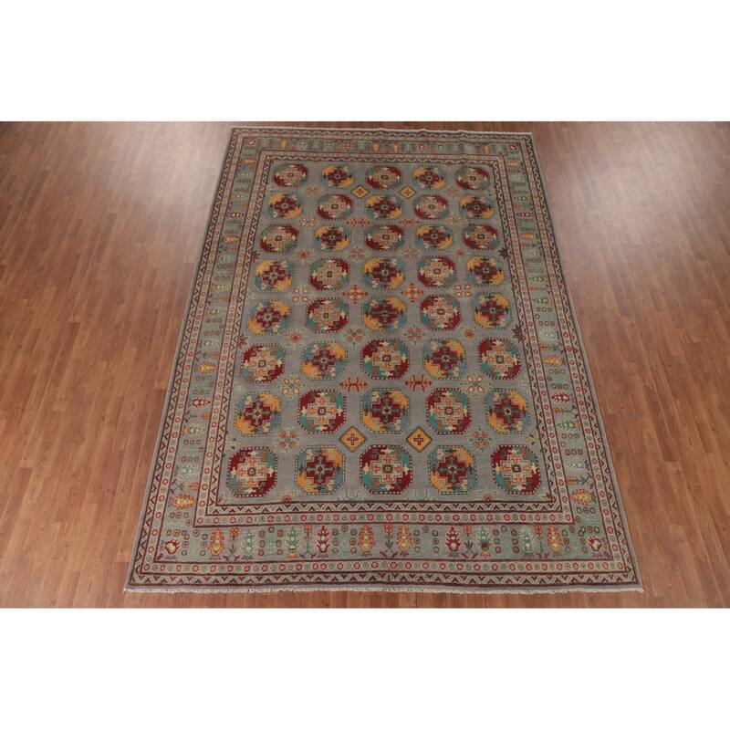 All-Over Geometric Kazak Oriental Area Rug Wool Carpet - 8'5" x 11'9"