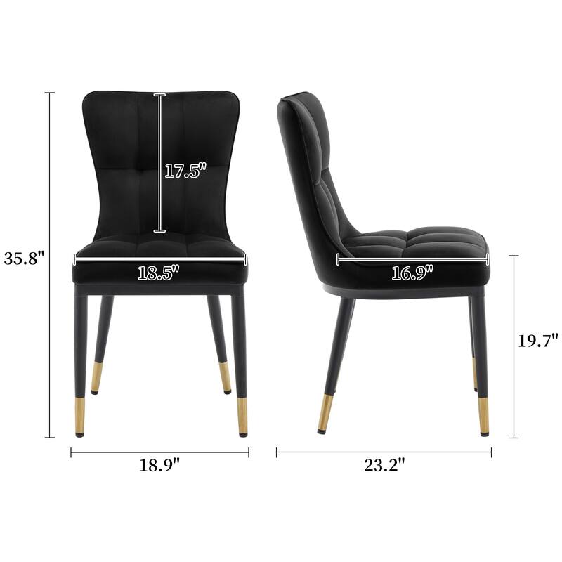 Modern Velvet Upholstered Dining Chairs, Set of 2/4 - 35.8"H x 18.9"W x 23.2"D