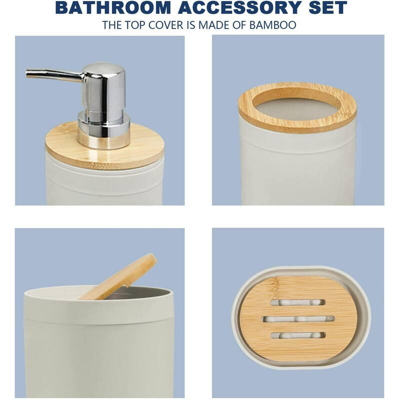 7 Pieces Bamboo Bathroom Accessories Sets