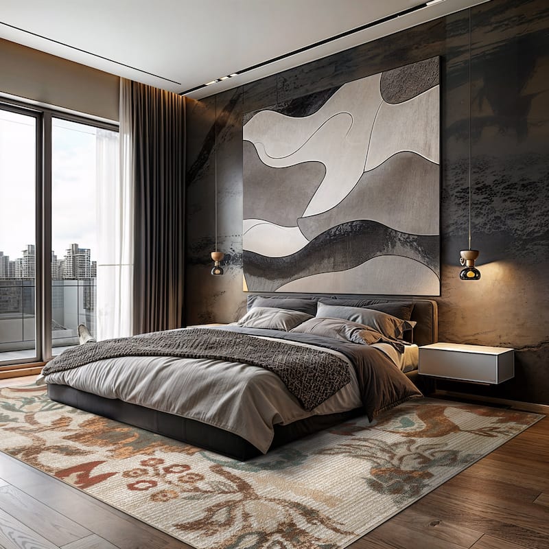 Beige Multi Botanical Scroll Stylish and Durable Area Rug