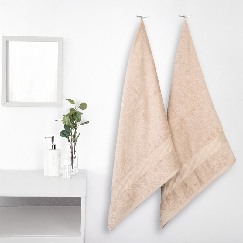 Superior Kendell Egyptian Cotton Solid Medium Weight Bath Towel Set of 2 - Fawn