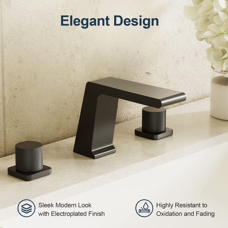 GRANDJOY 3-Hole Widespread Bathroom Sink Faucet 2-Handle High-Pressure Spout Vessel Sink Faucet