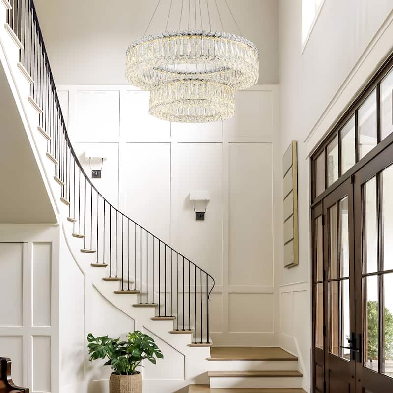 1/2-Tier Dimmable Chrome Crystal LED Drum Chandelier