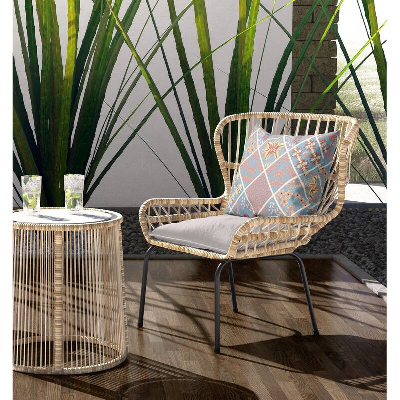 16" Blue Yellow Patch Indoor Outdoor Throw Pillow