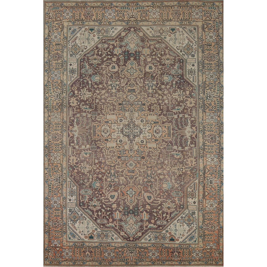 Tabriz Persian Vintage Area Rug Living Room Handmade Wool Carpet - 6'7" x 9'6"