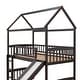 preview thumbnail 6 of 7, Twin Size Loft Bed with Slide, House-shaped Bed with Ladder, Pine Wooden Bed with Guardrails for Bedroom, Brown