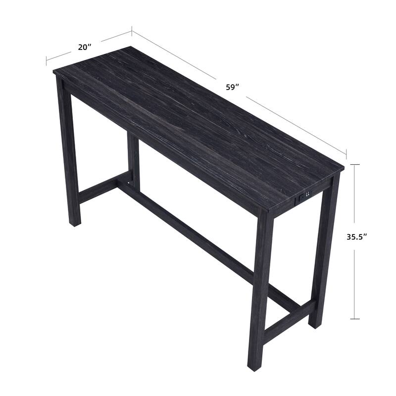 4 PCS Bar Table Dining Sets with Counter Stools and Built-in Power Outlets