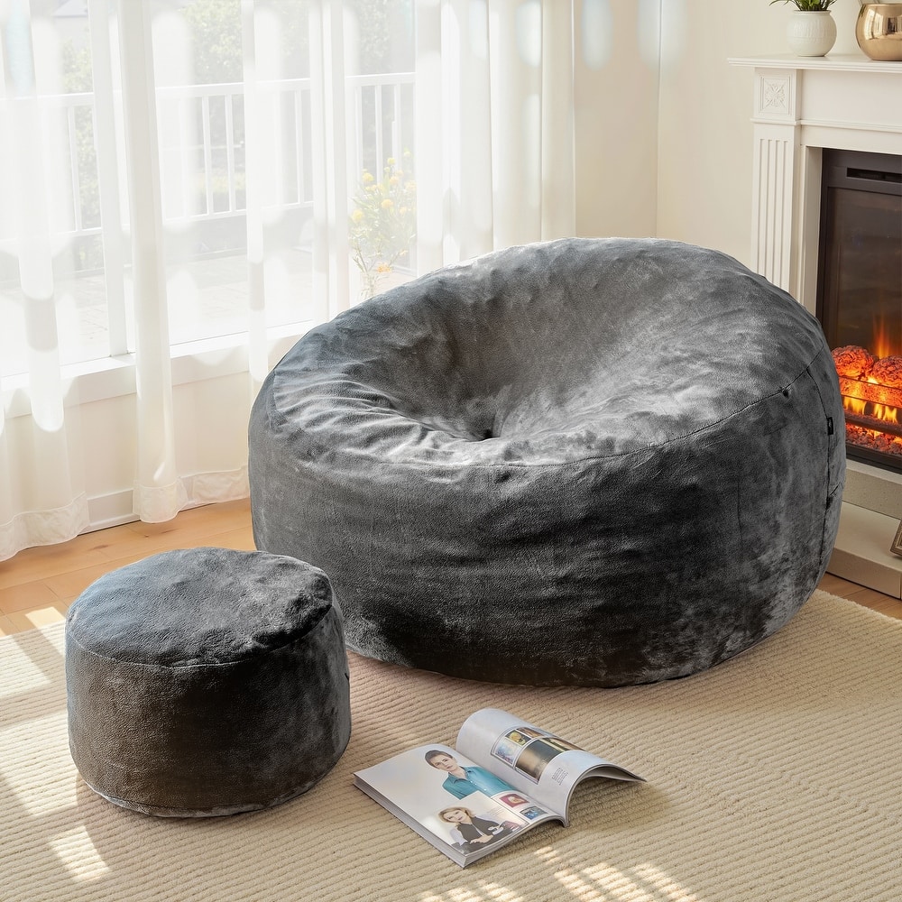 OVIOS 5-foot Flannelette​​ Bean Bag Chair with Footrest