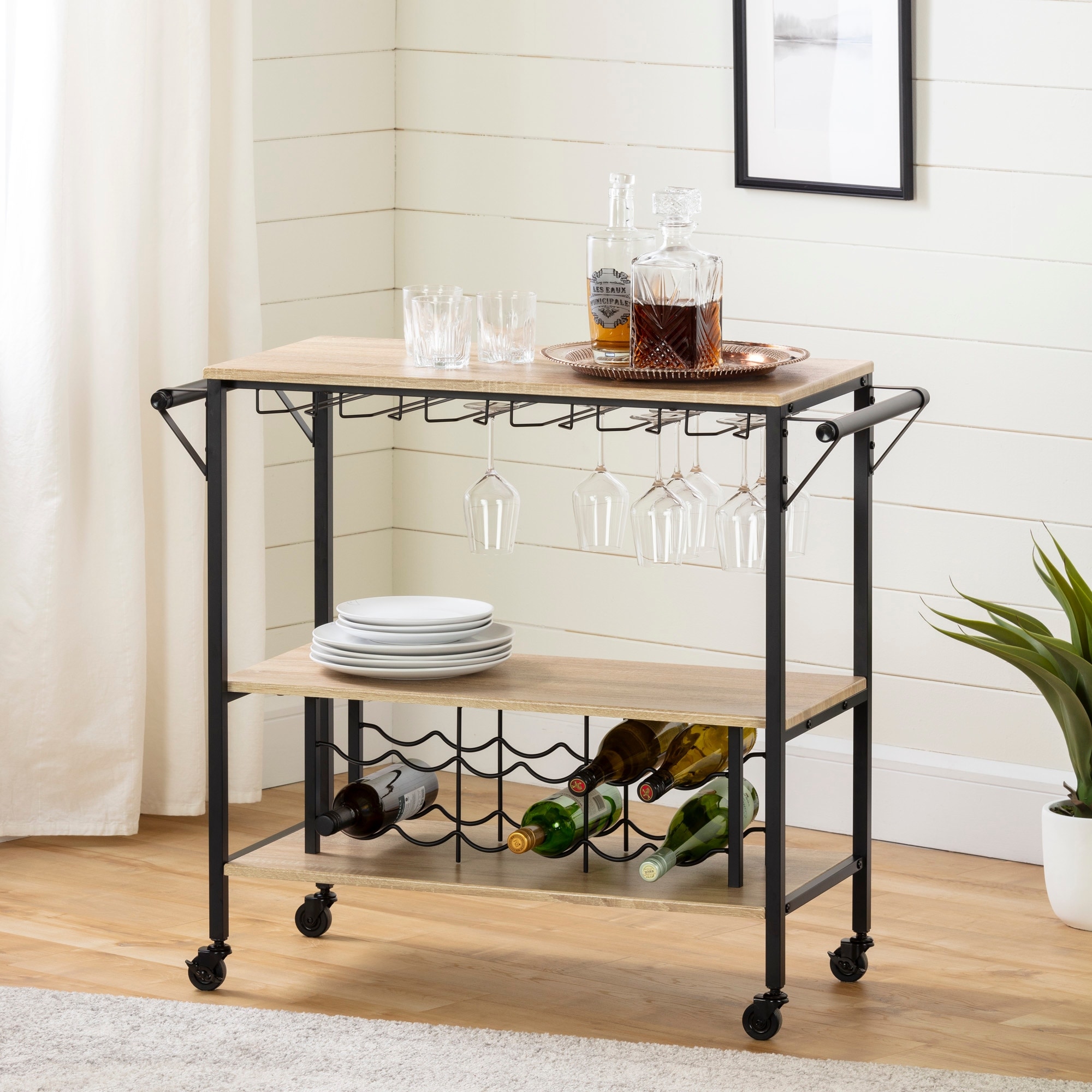 South shore munich bar cart with wine rack outlet