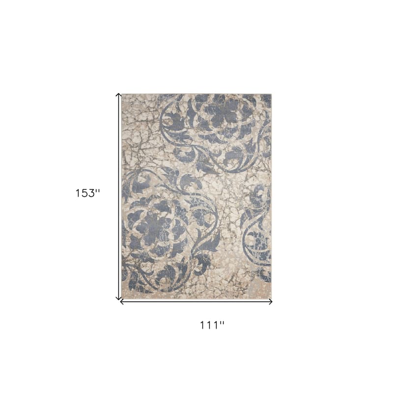 Power Loomed Distressed Floral Traditional Modern Stain Resistant Area Rug - 153' X '111' X '0.5