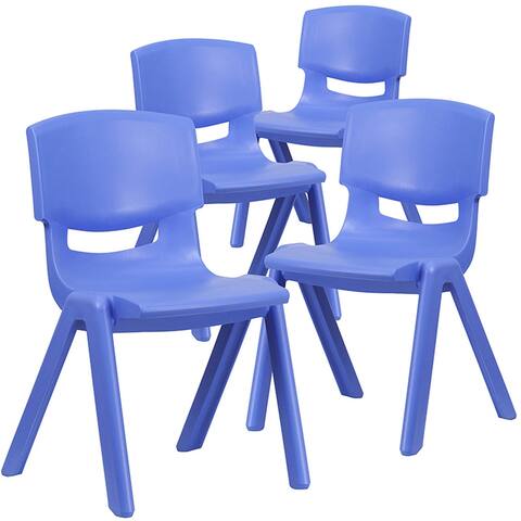 Offex Blue Plastic Stackable School Chair w/ 15.5" Seat Height, 4 Pack - 17.75"L x 16.25"W x 26.75"H