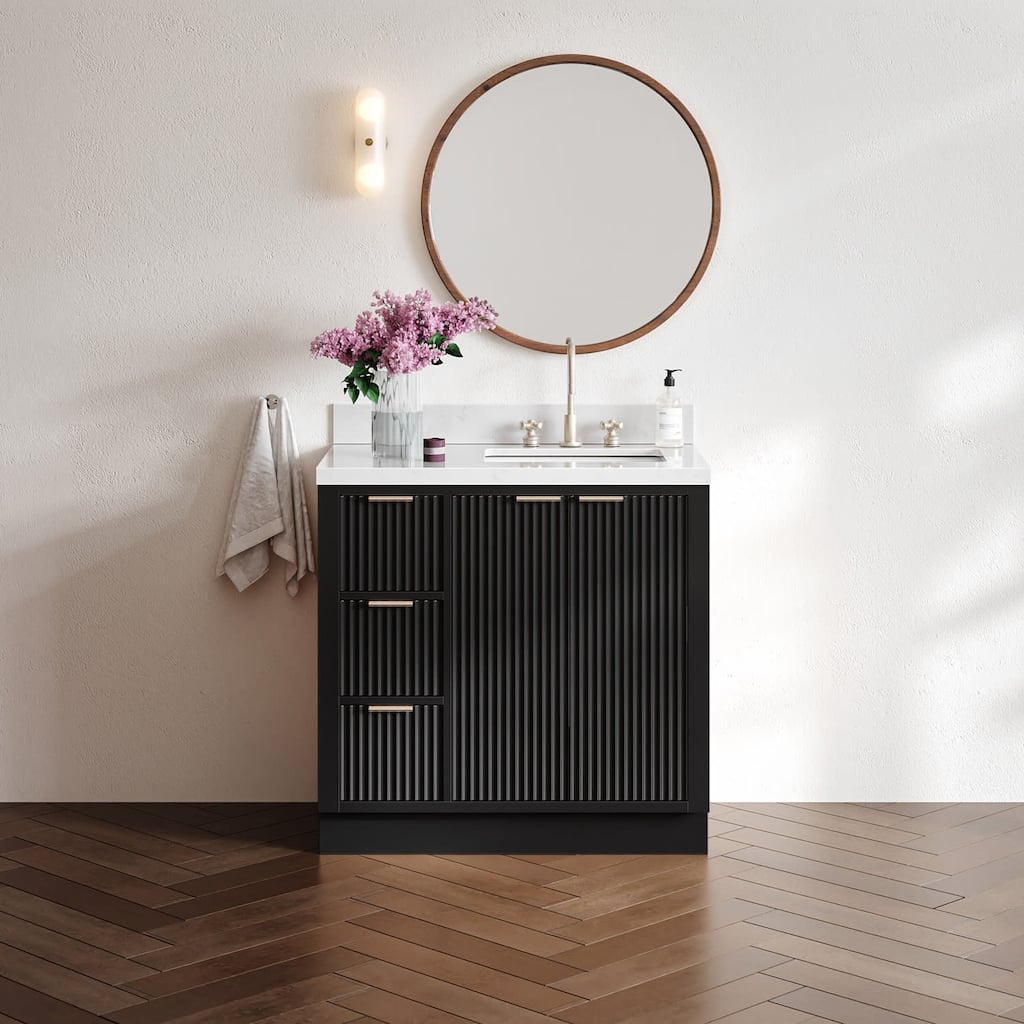 Ariel P36RCQRVO Milan 36" Free Standing Single Basin Vanity Set with