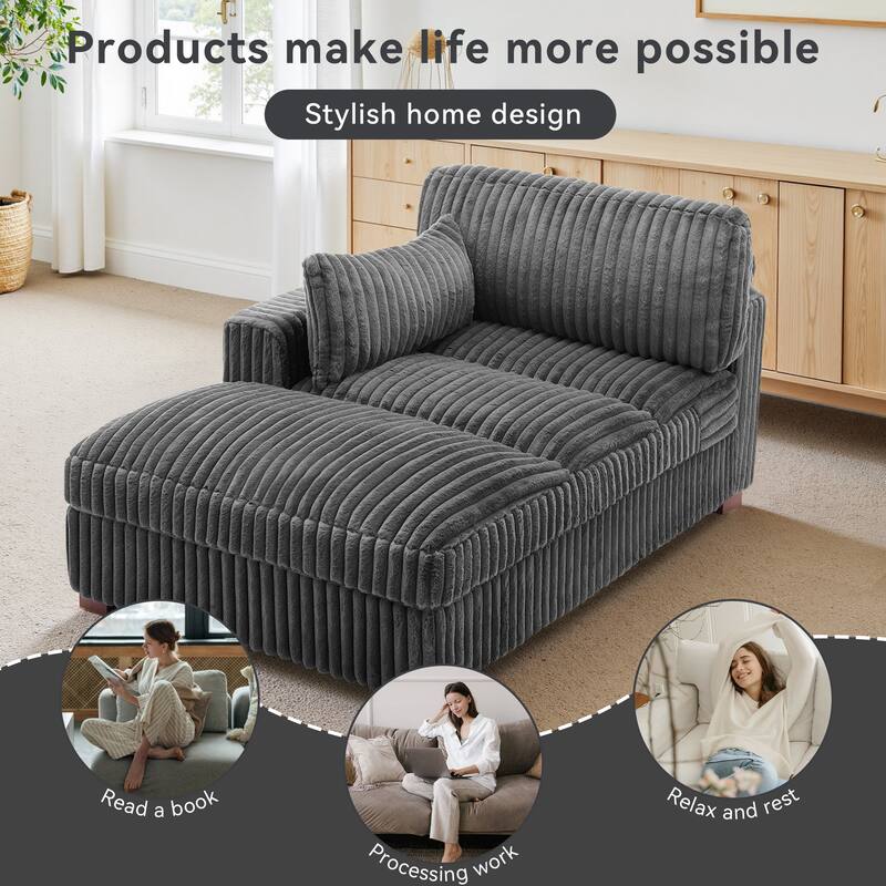 UIXE Upholstered Plush Chaise Lounge Chair For Interior
