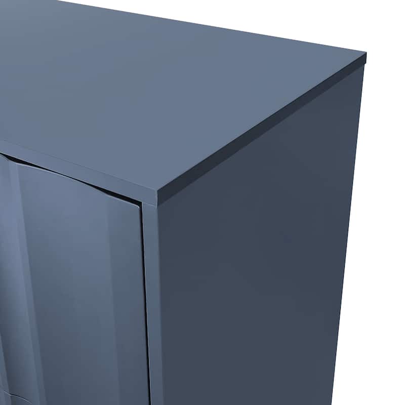 Storage Cabinet Entryway Cabinets with 2 Drawers and 2 Door Wave Pattern, Sideboard with Metal Legs and Adjustable Shelves