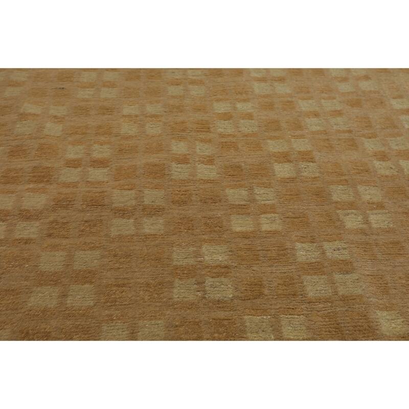 Wool & Silk Beige Tibetan Transitional Swiss Wash 4'1''x5'10'' Hand Knotted Rug - 4' 1'' x 5' 10''