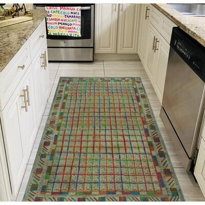 Vintage Distressed Pelin Blue/Orange Runner - 3'3" x 5'6"