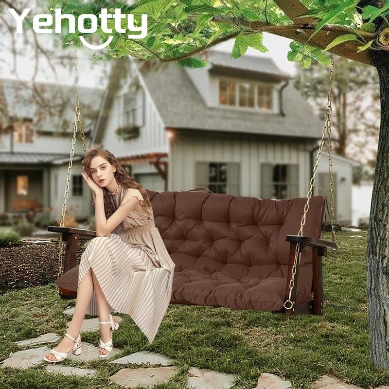 Swing Replacement Cushion, Outdoor Bench Cushions with Backrest Thicken 4", Patio Furniture Garden Porch Loveseat Glider Pad