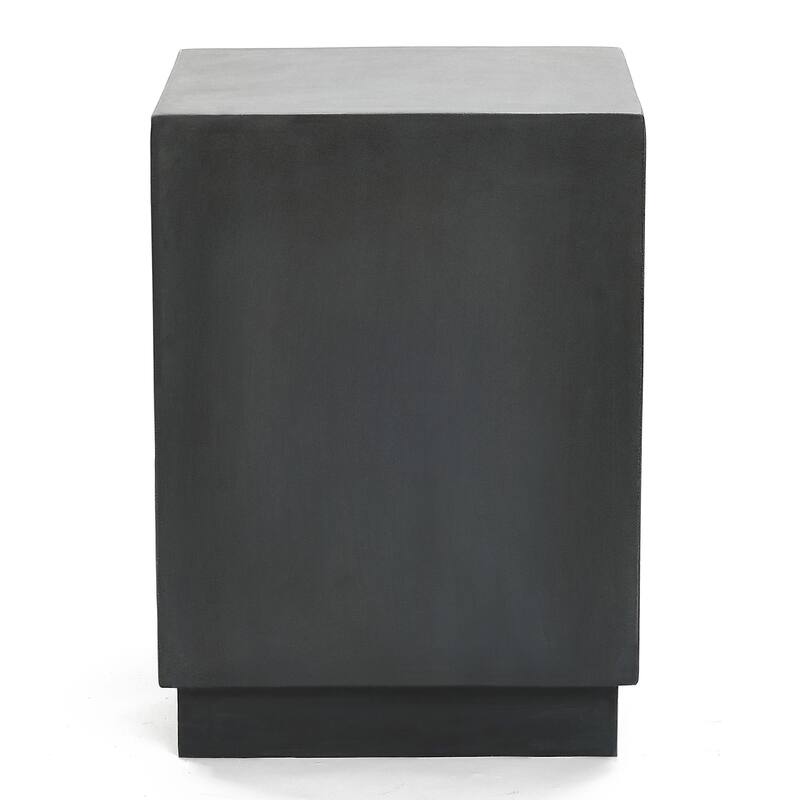 Grey Simple Cement Square Garden Side and End Table, Indoors & Outdoors