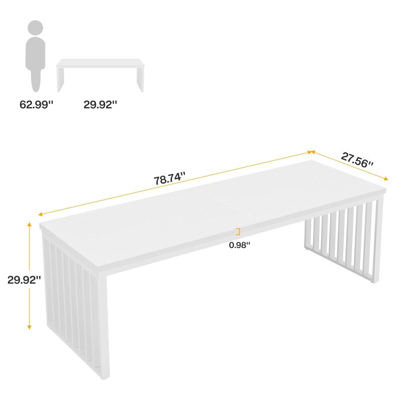 78.7-Inch 2 Person Computer Desk, Wood Writing Executive Desk for Home Office