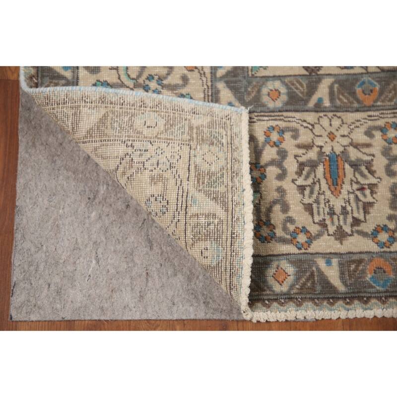 Hand Knotted Oriental 100% Wool Carpet Traditional Floral Beige & Ivories Tabriz Area Rug - 12' 11'' X 9' 6''