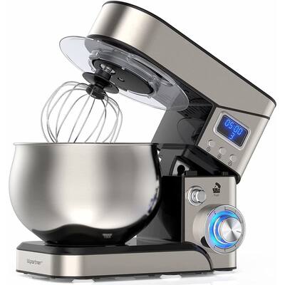 Stand Mixer, 1200W Stainless Steel Mixer 5.3-QT LCD Display Food Mixer, 6+P Speed itchen Electric Mixer Tilt-Head Mixer