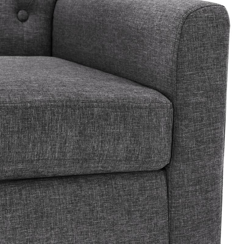 LUE BONA Modern Upholstered Accent Chair Linen Fabric Button Tufted Armchair with Solid Wood Frame - 28.5 W X 27.25 D X 33.75 H