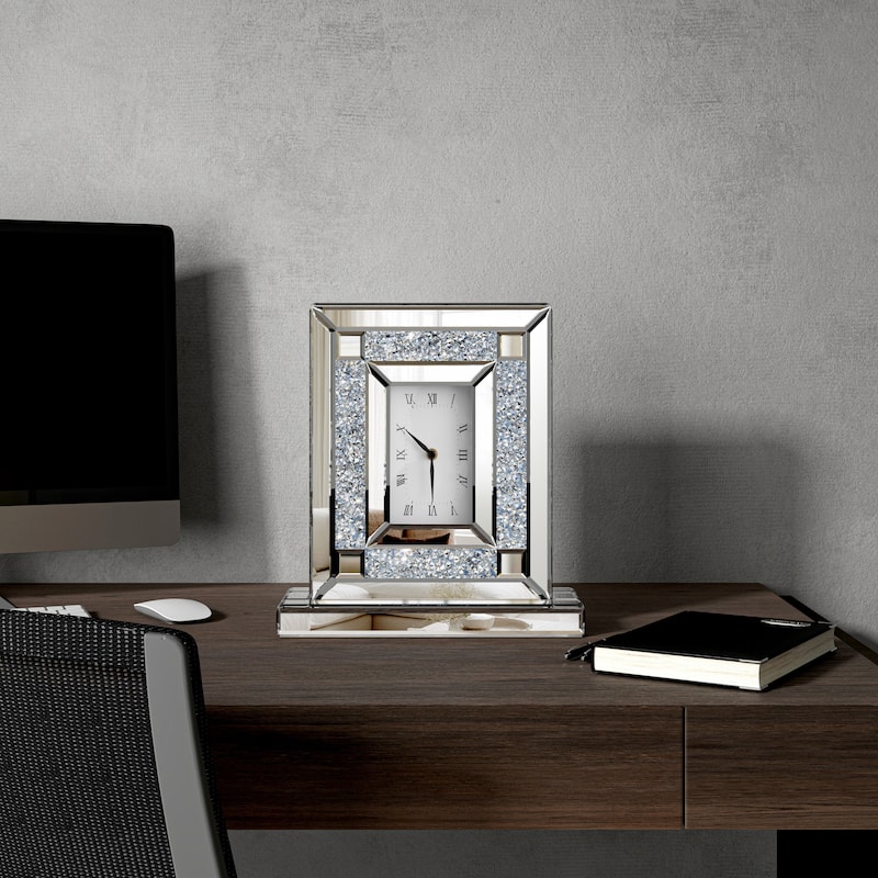 Mirrored Crushed Diamond Table Clock
