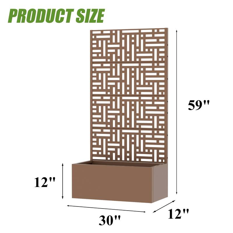 Galvanized Planter Box with Trellis & Privacy Screen