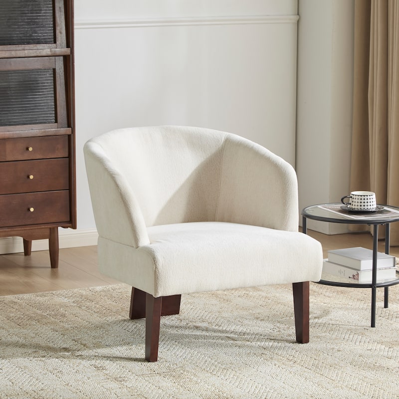 Roomfitters Modern Accent Chair with Round Back & Wooden Legs, Mid-Century Lounge Chair for Living Room, Bedroom or Office