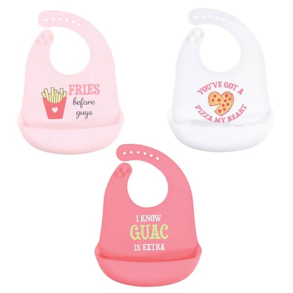 slide 1 of 1, Hudson Baby Infant Girl Silicone Bibs 3pk, Fries Before Guys, One Size - Fries Before Guys - One Size One Size - Fries Before Guys