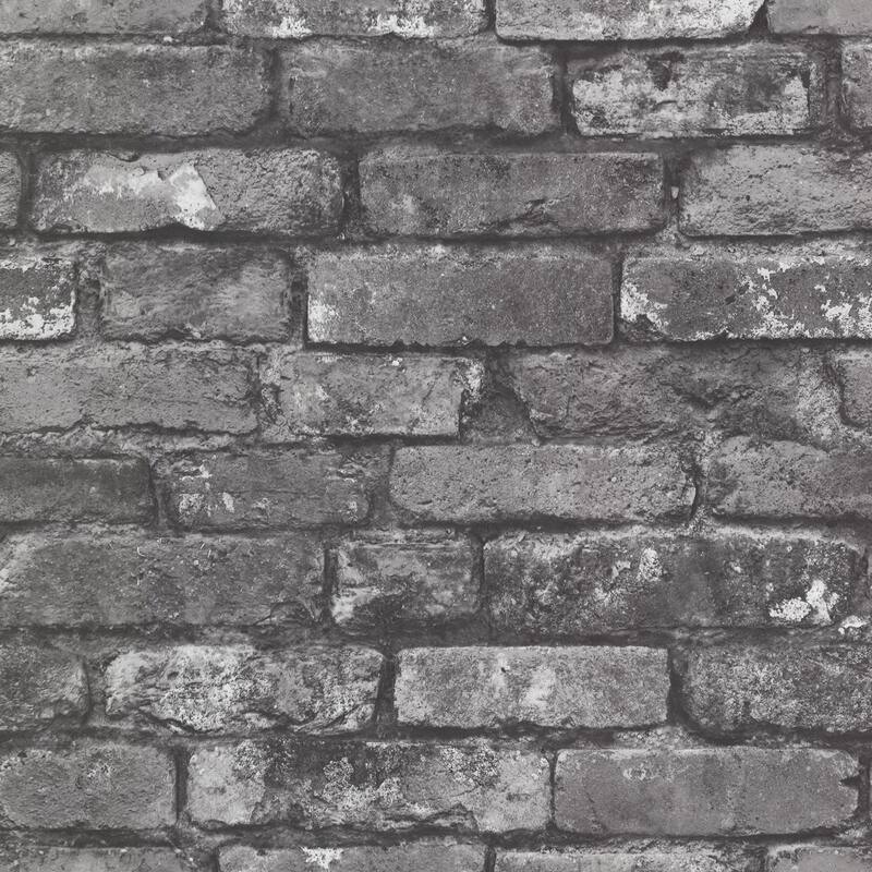 Beacon House Brickwork Slate Exposed Brick Wallpaper - 20.5in x 396in x 0.025in