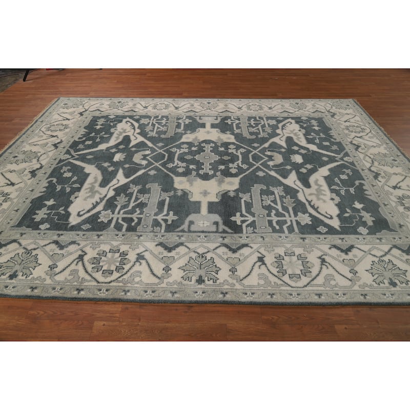 Blue Oushak Indian Area Rug Handmade Wool Carpet - 7'11" x 10'0"