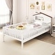 preview thumbnail 14 of 20, Twin Montessori Bed for Kids with House-Style Headboard and Storage Shelf White