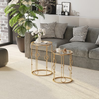 2-piece Glass Top Coffee Table Set