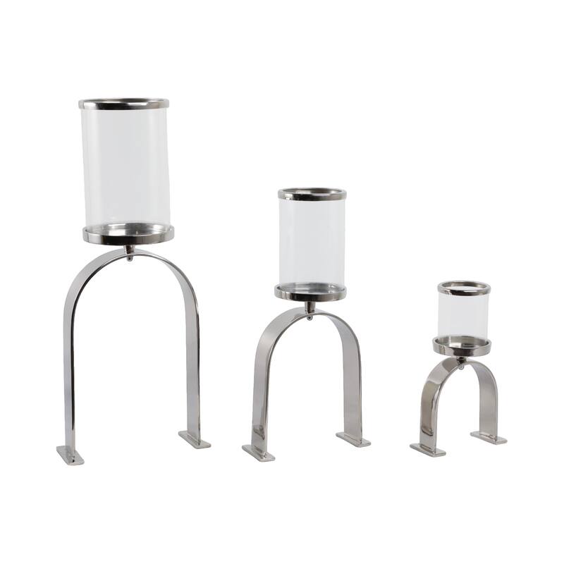 Candle Holders Set of 3 - Metal Pillar, 10/16/22" - 22.0"