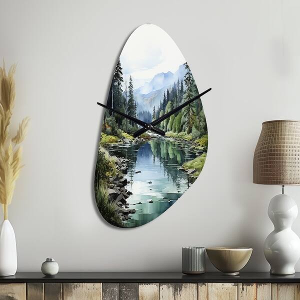 Green Blue Minimalism Forest Reflections - Minimalism Wall Clock in ...