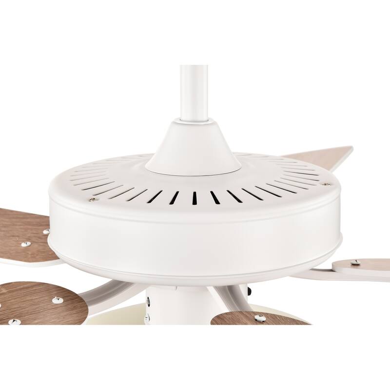 White 52 in. Indoor 5-Blade Modern Reversible Ceiling Fan with Light Kit and Pull Chain - 52 in. Dia x 16.7 in. or 21.7 in.