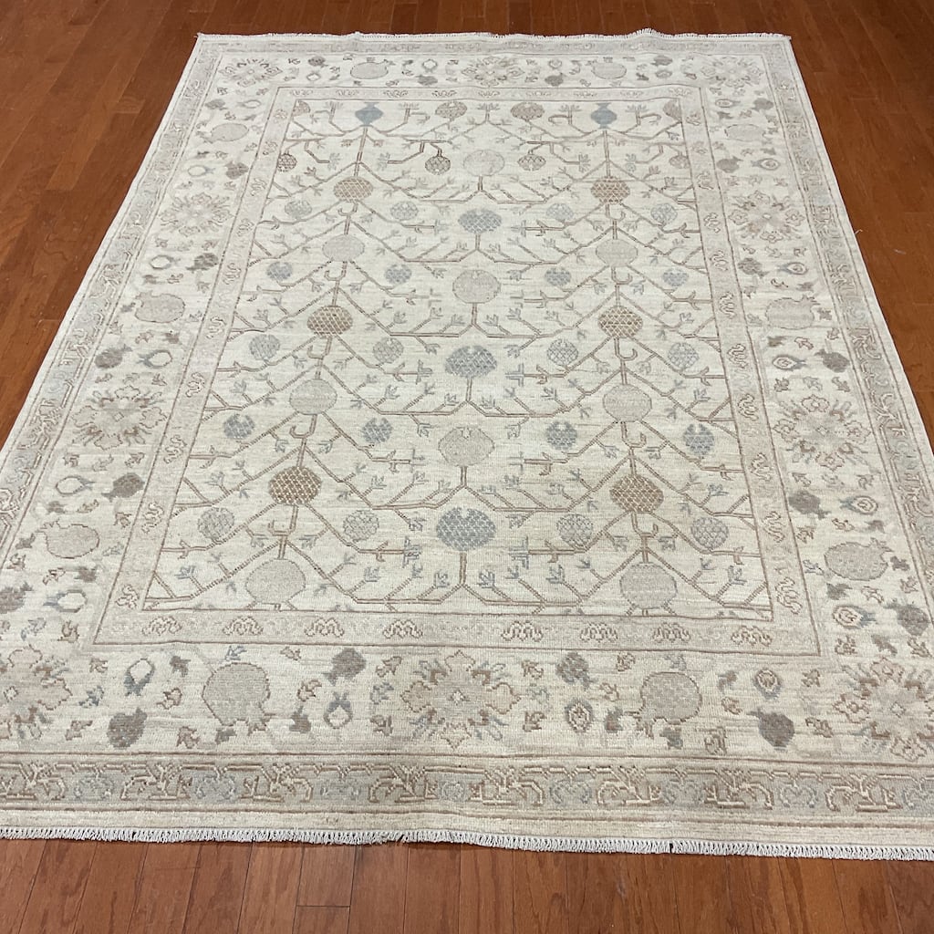 HERAT ORIENTAL Handmade Vegetable Dye Khotan Wool Rug - 6'2" x 9'
