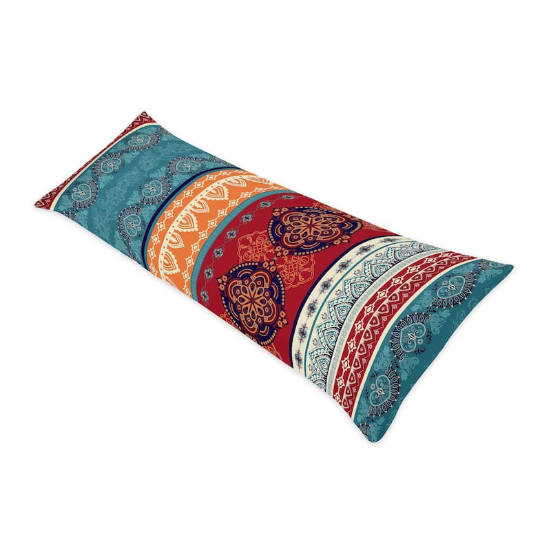 Sweet Jojo Designs Boho Chic Mandala Body Pillow Case Pillow Not Included Red Blue Bohemian Colorful Vintage Retro Tribal Luxury