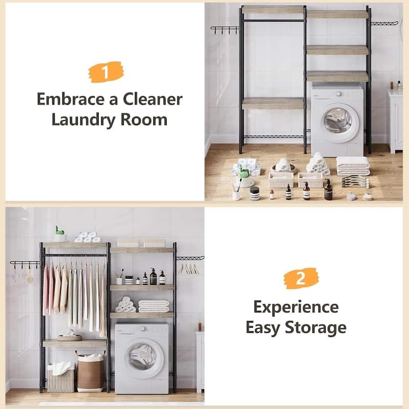 Washer and Dryer Shelves, 5 Tiers Laundry Room Storage and Organizer