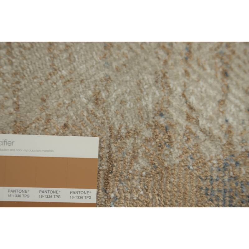 Machine Made Oriental Polyester Carpet Traditional Medallion Beige & Ivories Tabriz Area Rug - 7' 5'' X 5' 2''
