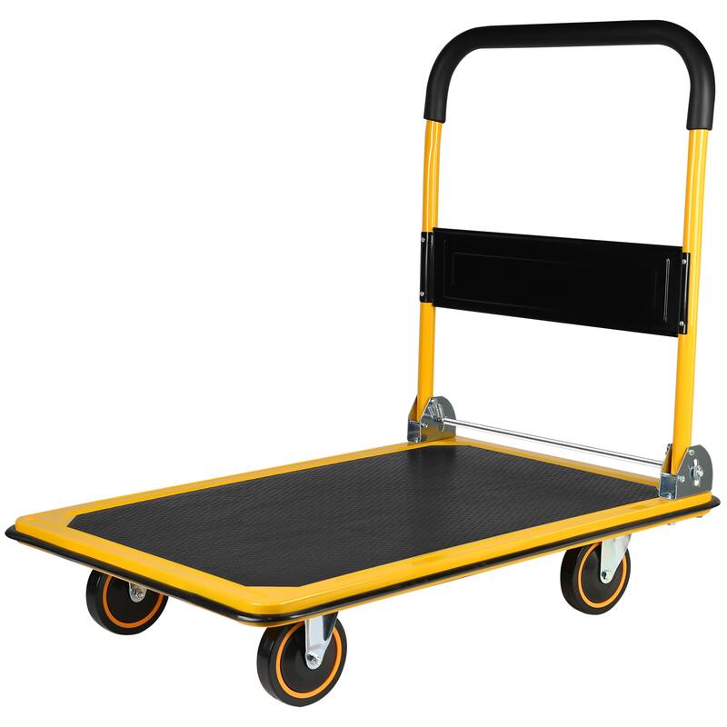 Platform Hand Truck Large Foldable Dolly Cart 360 Degree Swivel Wheels - Weight Capacity:660lbs