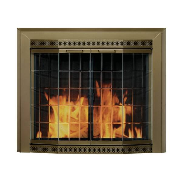 Shop Pleasant Hearth Gr 7202 Grandior Bay 31 H X 44 5 L Large Fireplace Antique Brass Overstock 22913153
