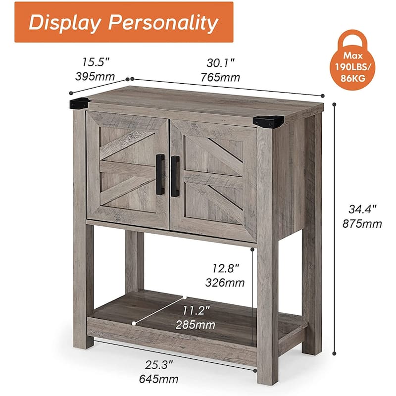 WAMPAT Modern Farmhouse Cabinet,Wood Buffet Sideboard for Living Room - 22.7in W
