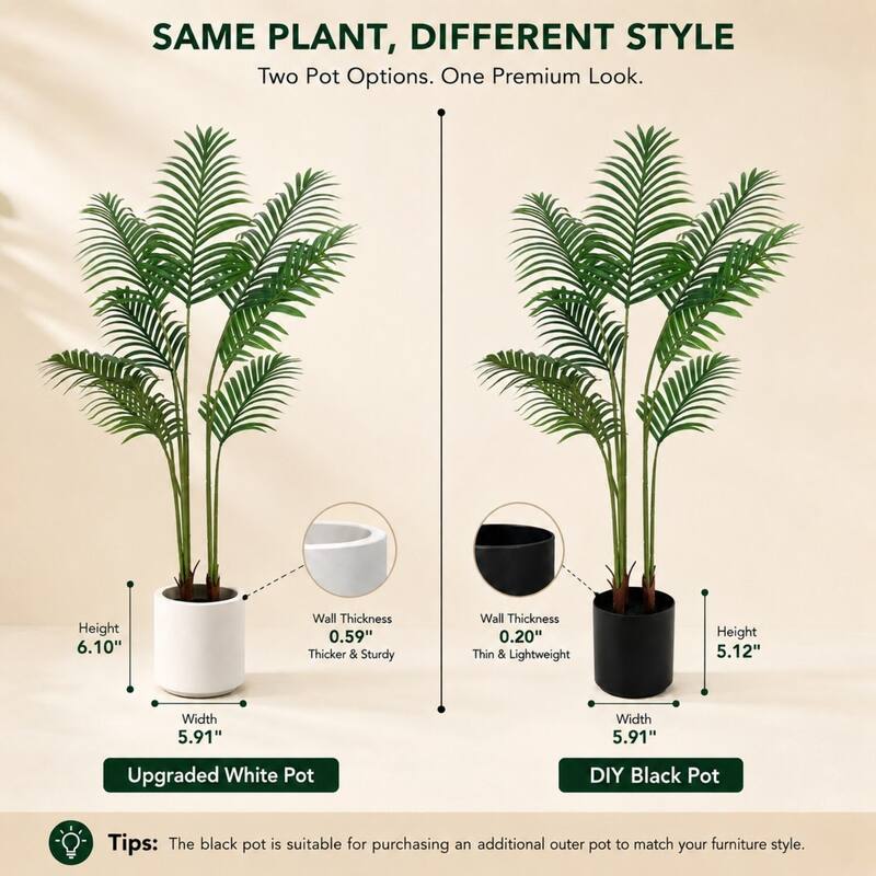 Artificial Plant Fake Tropical Palm Tree Potted