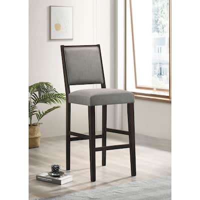 Knoxville Grey and Espresso Upholstered Stool with Footrest (Set of 2)